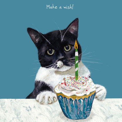 Cat Make A Wish Little Dog Laughed Birthday Card