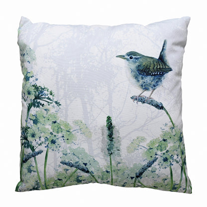 Tuppence A Bag Wren In A Wild Meadow Bird Cushion Gift