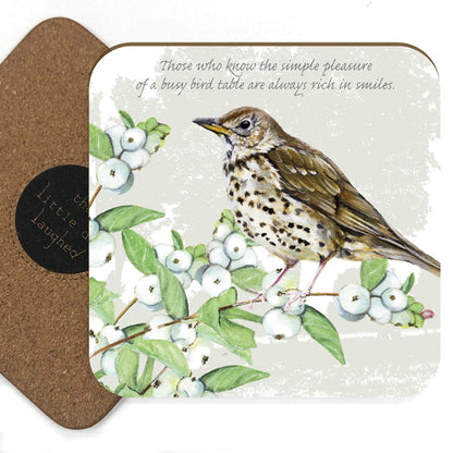 Song Thrush A Busy Bird Bath Tuppence A Bag Coaster