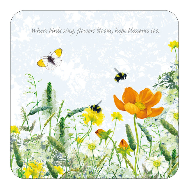 Hope Blossoms Bumblebee Tuppence A Bag Coaster