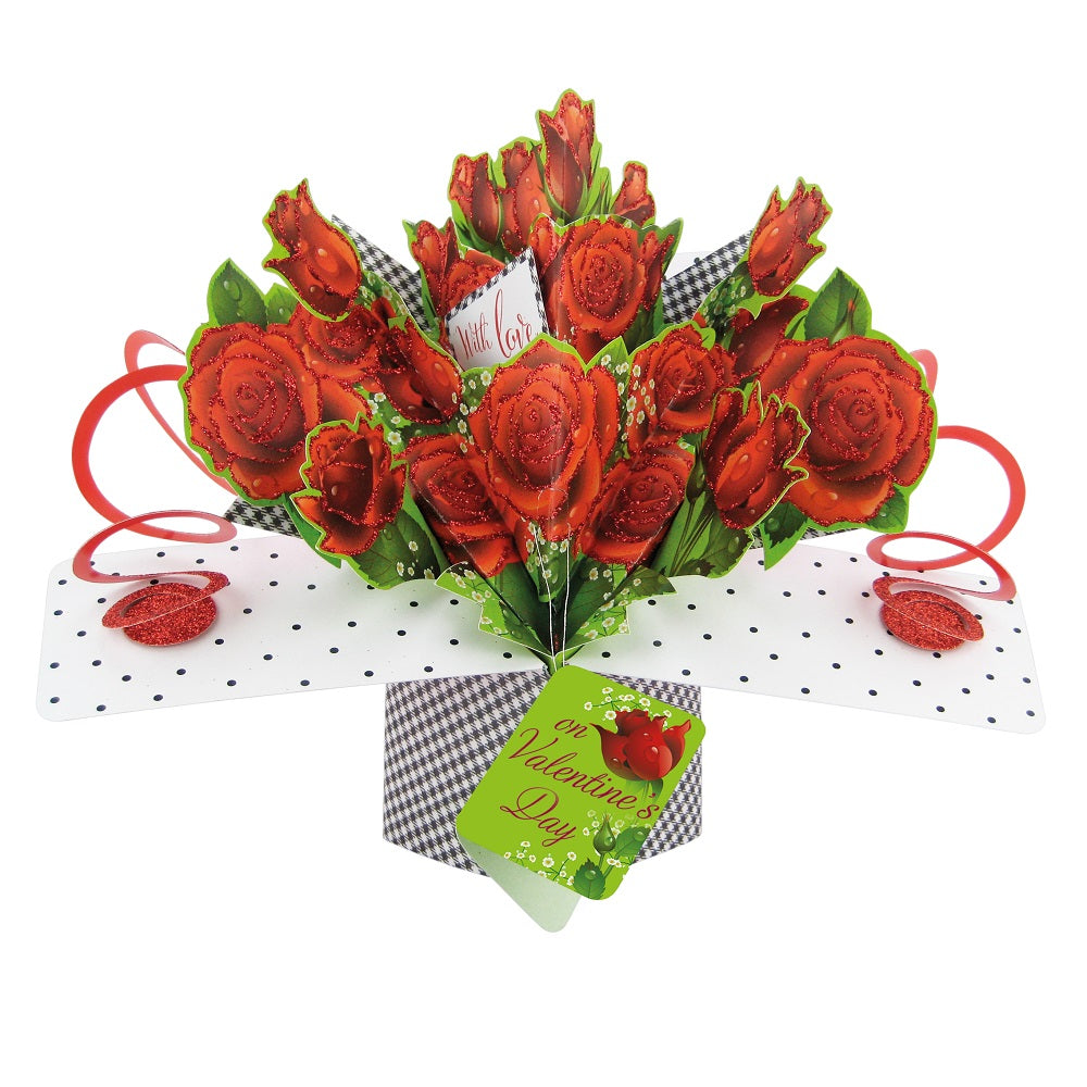With Love On Valentine's Day Pop-Up Roses Greeting Card