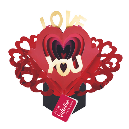 Pop Up Love You For My Valentine With Love Pop Up Card