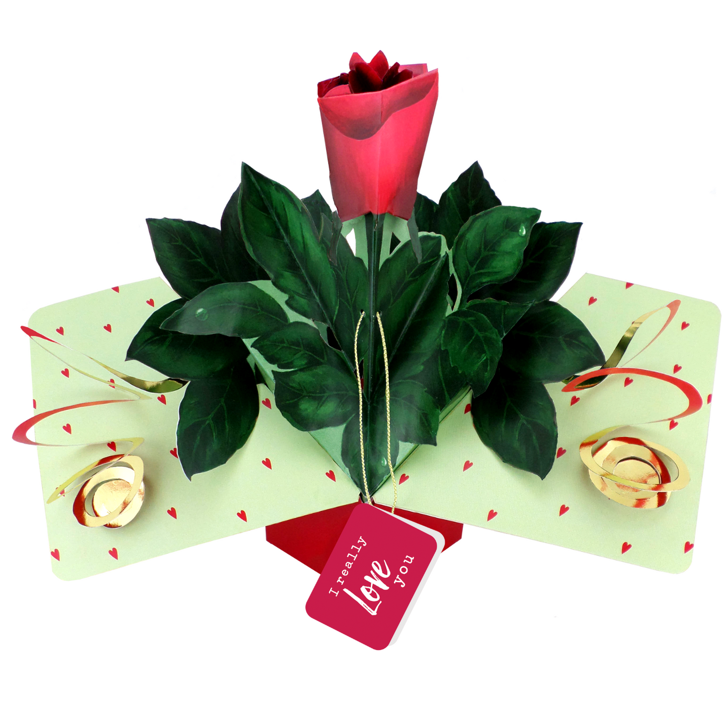 Pop Up Red Rose I Really Love You Greeting Card