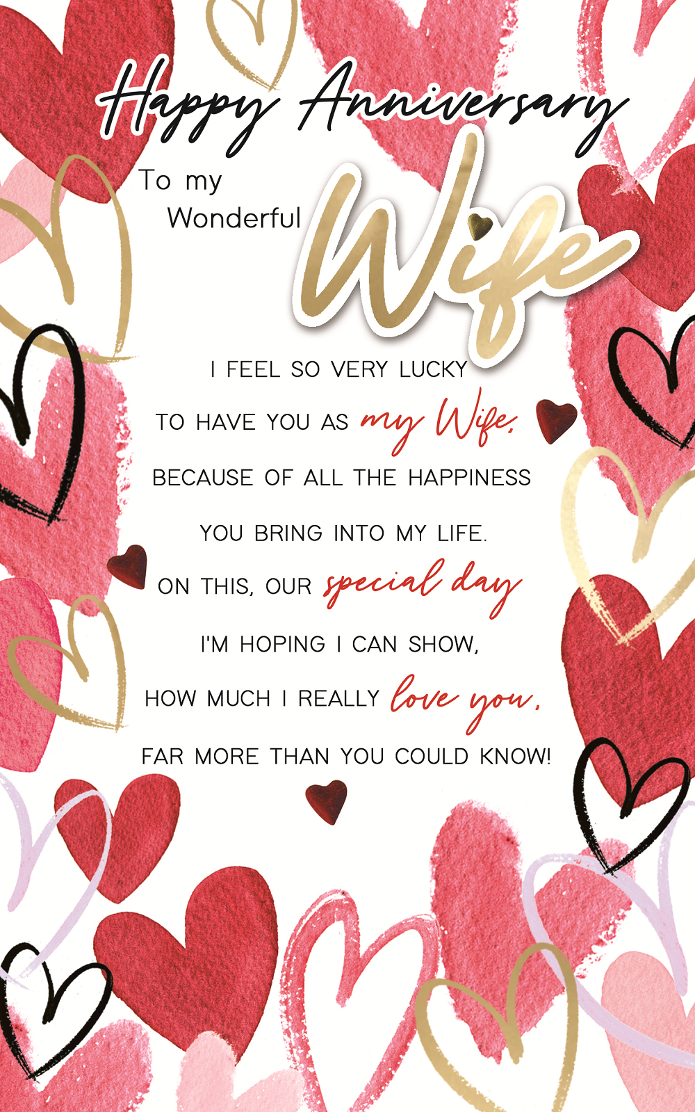 My Wonderful Wife Embellished Anniversary Greeting Card