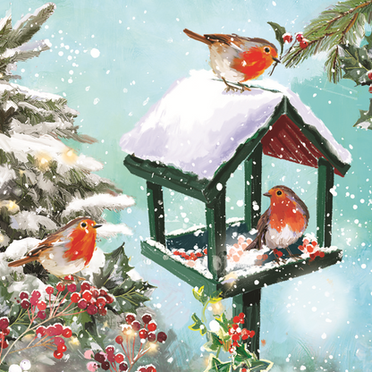 Box of 12 Snowy Festive Robins Assorted Christmas Cards