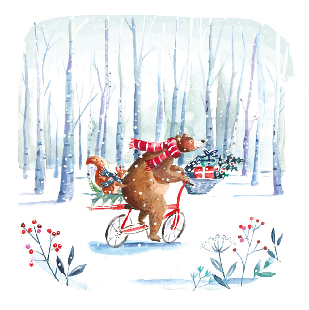 Box of 12 Xmas Brown Bear Assorted Christmas Cards