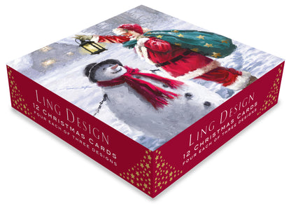 Box of 12 Jolly Festive Santa Assorted Christmas Cards