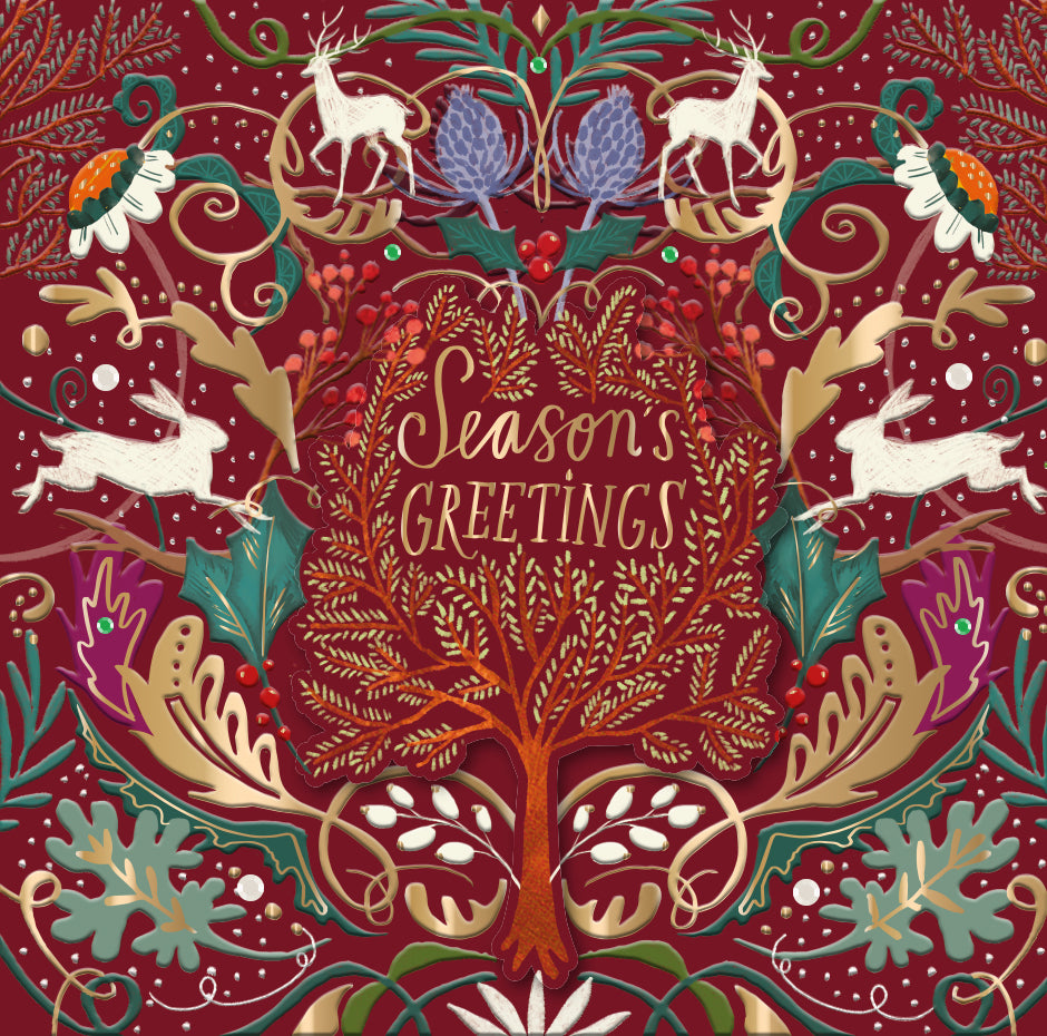 Box of 5 Luxury Season's Greetings Embellished Christmas Cards