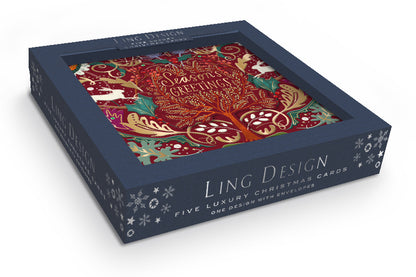 Box of 5 Luxury Season's Greetings Embellished Christmas Cards