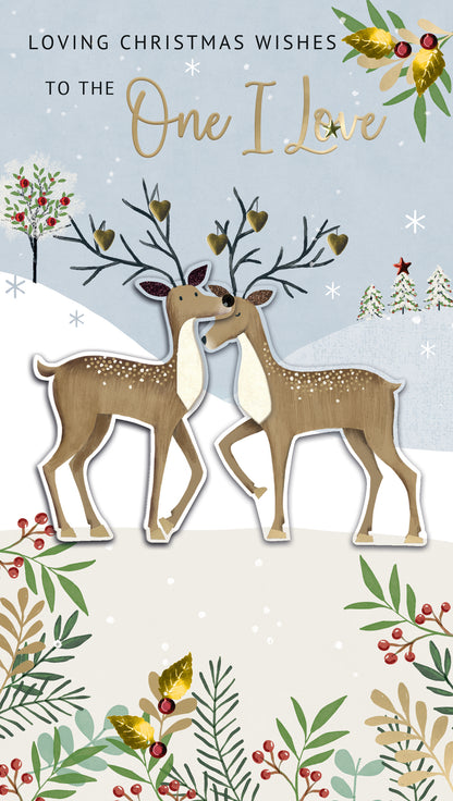 The One I Love Reindeer Embellished Christmas Card Hand-Finished