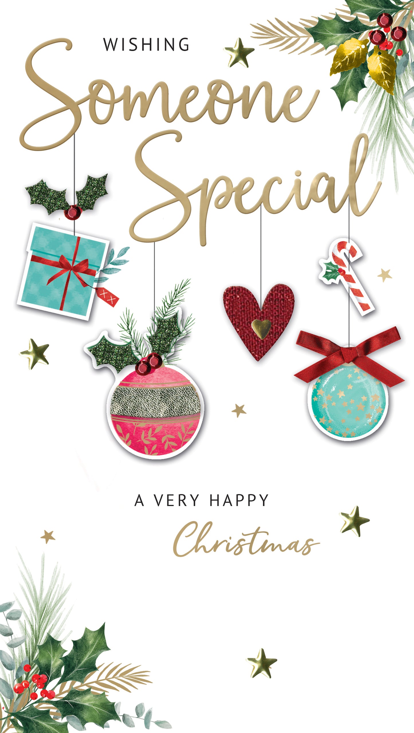 Wishing Someone Special Embellished Christmas Card Hand-Finished