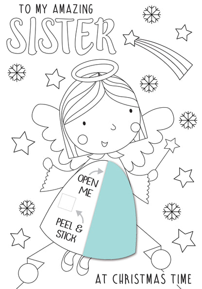 Amazing Sister Colour-Me-In Christmas Greeting Card