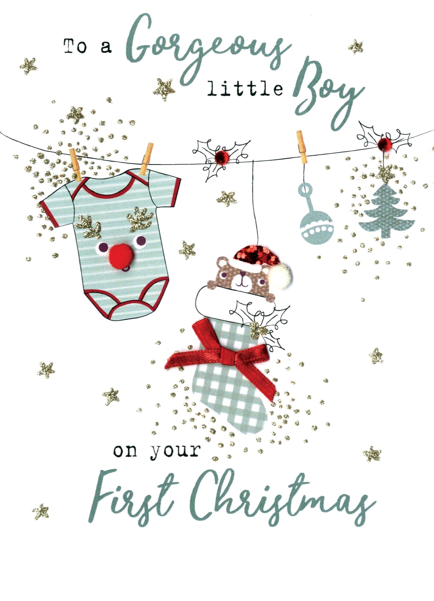 Baby Boy 1st   Irresistible Christmas Greeting Card