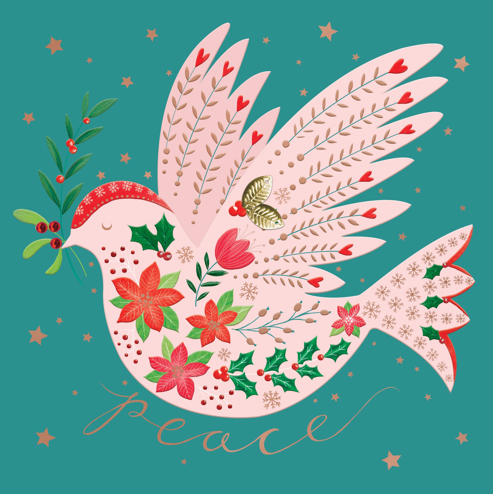 Box of 6 The Dove Of Peace Luxury HandFinished Christmas Cards Love