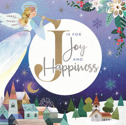 J Is For Joy & Happiness Angel Christmas Card