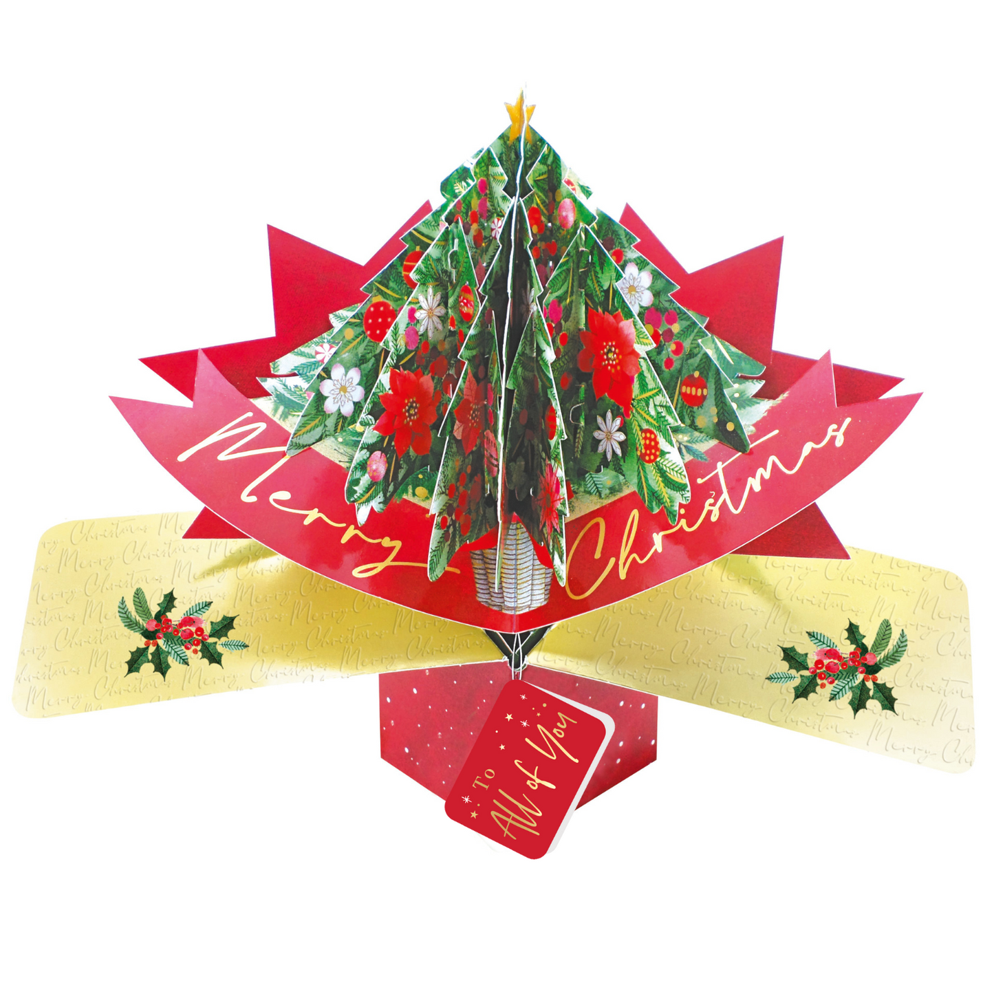 To All Of You Christmas Card 3D Xmas Tree Pop Up Christmas Card