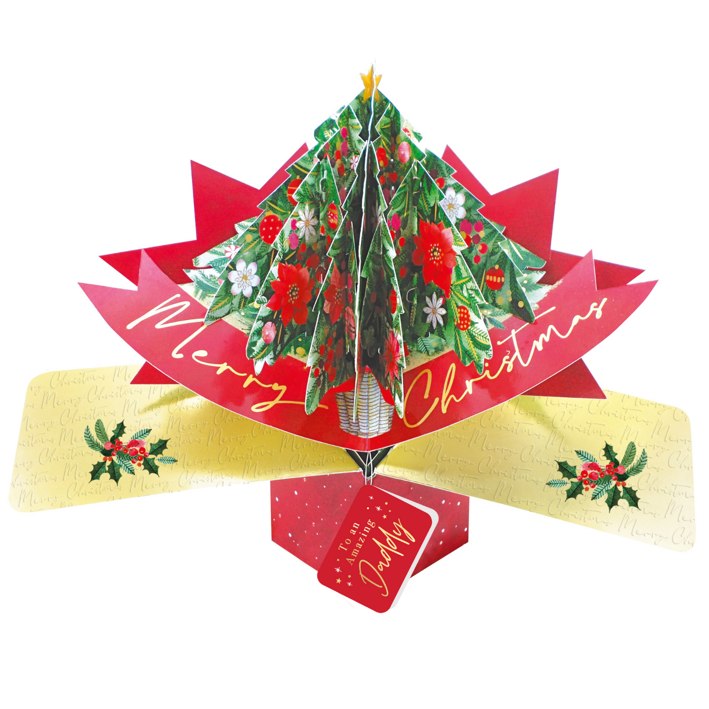 Daddy Christmas Card 3D Xmas Tree Pop Up Christmas Card