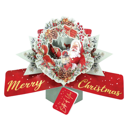 To Both Of You Christmas Card 3D Santa Claus Pop Up Christmas Card