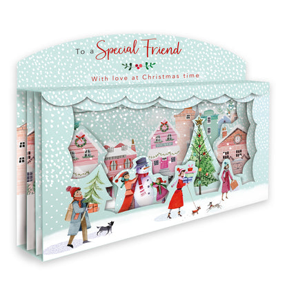 Special Friend Spectacular 3D Street Scene Christmas Card