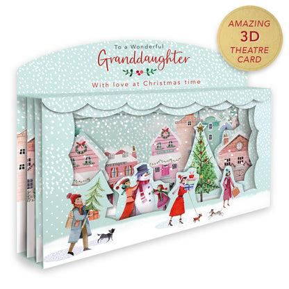 Granddaughter Spectacular 3D Street Scene Christmas Card