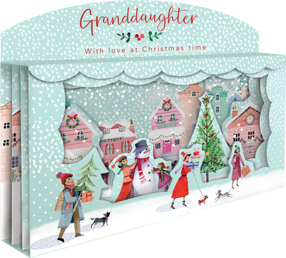 Granddaughter Spectacular 3D Street Scene Christmas Card