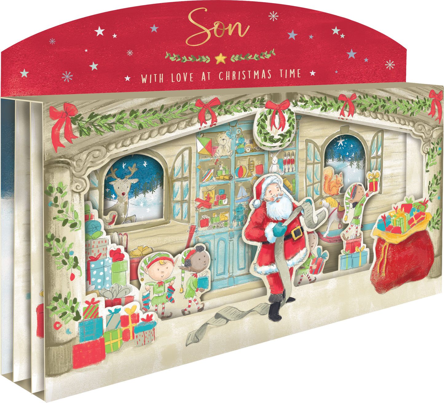 Amazing Son Spectacular 3D Santa Scene Christmas Card