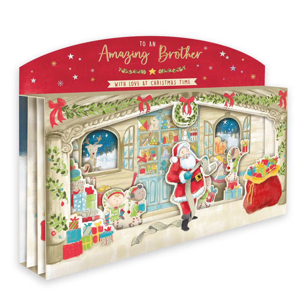 Amazing Brother Spectacular 3D Santa Scene Christmas Card