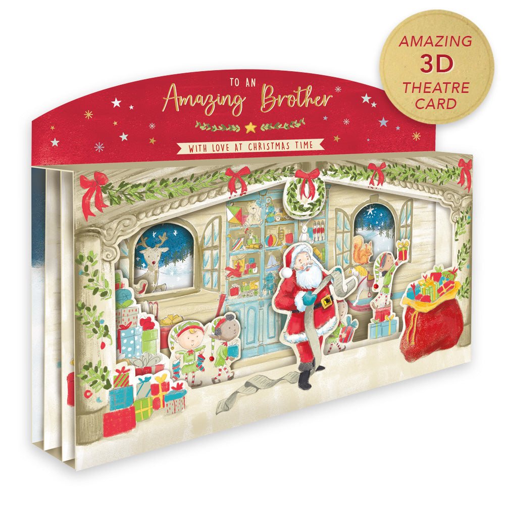 Amazing Brother Spectacular 3D Santa Scene Christmas Card