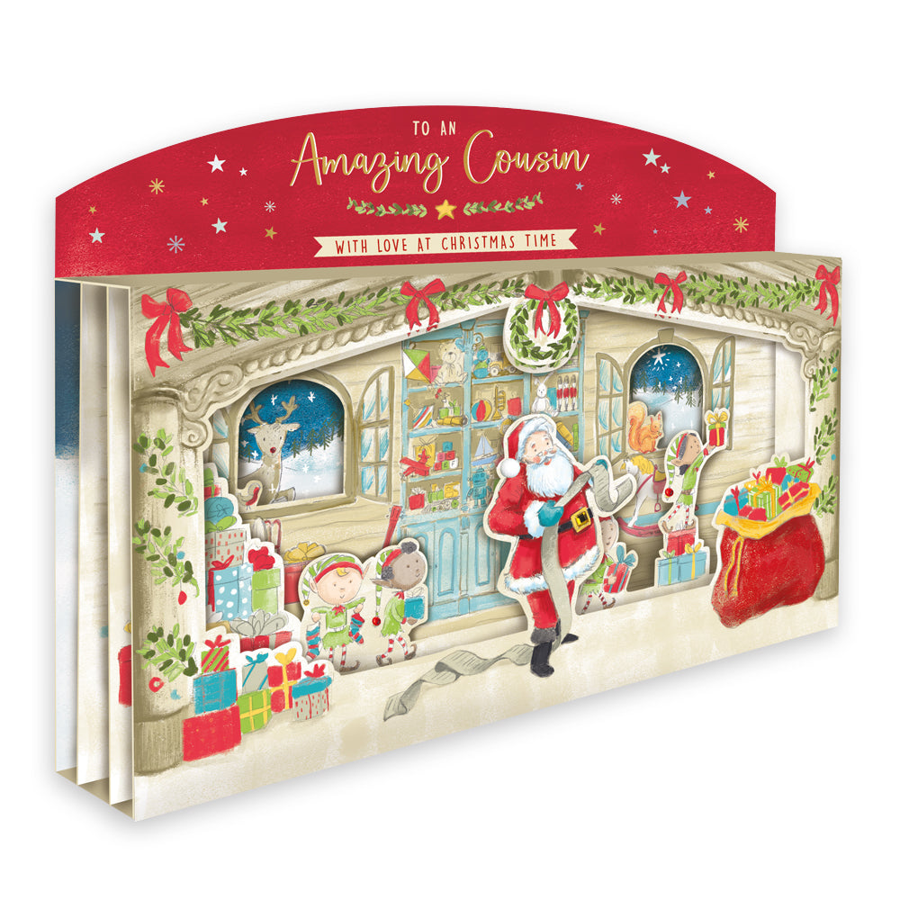 Amazing Cousin Spectacular 3D Santa Scene Christmas Card