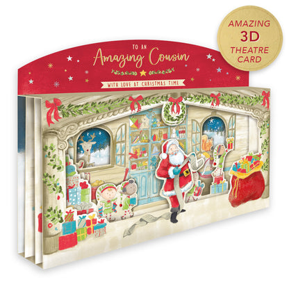 Amazing Cousin Spectacular 3D Santa Scene Christmas Card