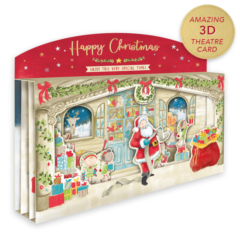 Happy Christmas Spectacular 3D Santa Scene Christmas Card