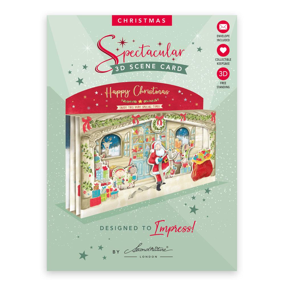 Happy Christmas Spectacular 3D Santa Scene Christmas Card