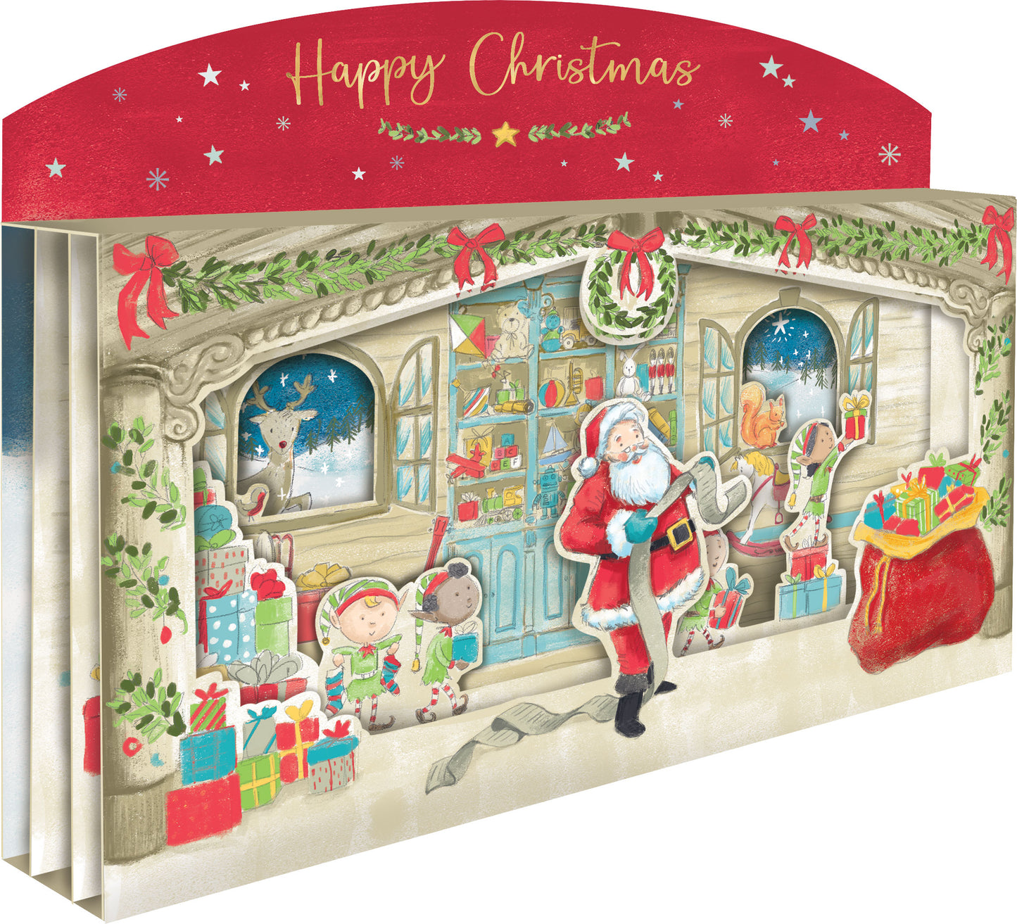 Happy Christmas Spectacular 3D Santa Scene Christmas Card