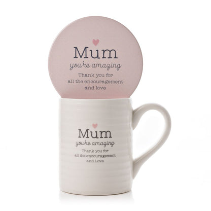 Mum You're Amazing Gift Set Mug & Coaster In A Gift Box