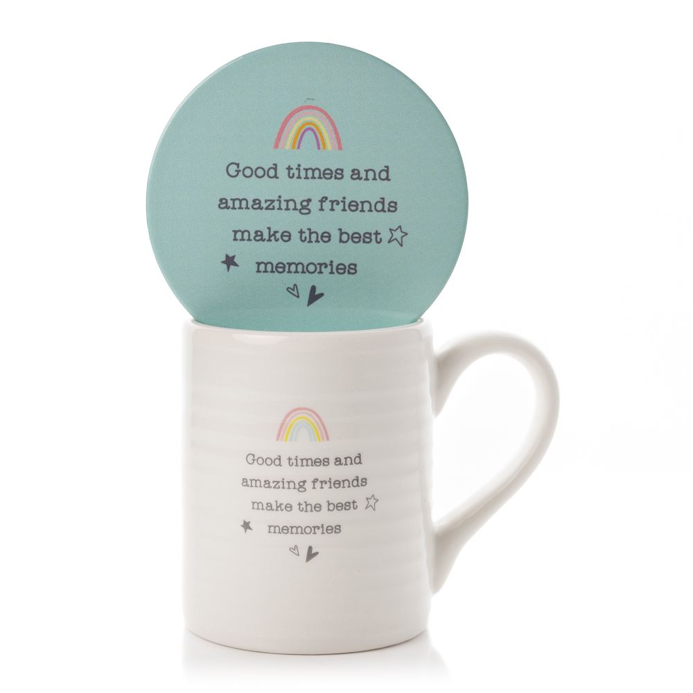 Friends Make Memories Gift Set Mug & Coaster In A Gift Box