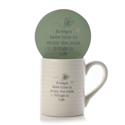 Take Time To Enjoy Gift Set Mug & Coaster In A Gift Box