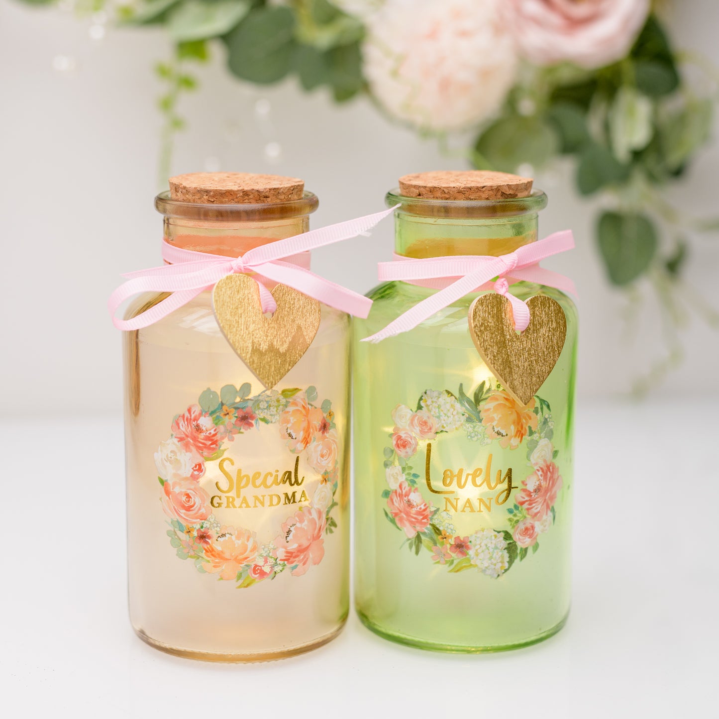 Lovely Nan Peaches & Cream Light Up Jar In Green